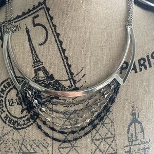Silver and black necklace
